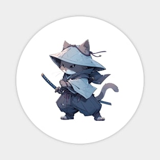 Traveling Samurai style Cat Hero Magnet